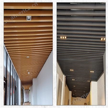 铝方管木纹 铝天花吊顶 U型铝方管 造型异型铝方通隔断铝方通