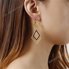 韩版时尚耳饰百搭金属几何形钛钢耳环女士气质耳夹耳环淘宝货源