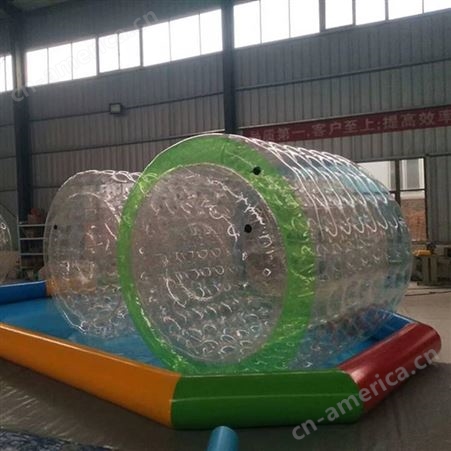 供应水上游艺设施滚筒球，心悦加厚PVC材料炫彩充气滚筒游乐园