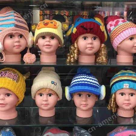 儿童加绒毛线帽 地摊十元模式帽子 冬季保暖帽