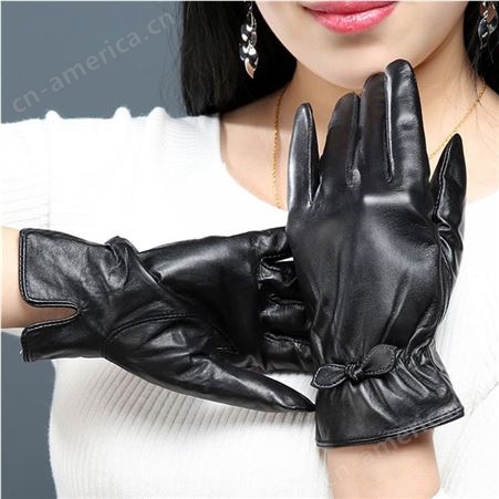 东弘生产 秋冬季保暖手套 黑色欧式手套 女士加厚绒里手套