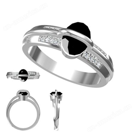 304钛钢戒指 男士流行简约饰品 镶嵌黑玛瑙不锈钢戒子加工