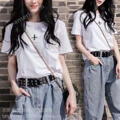 郑州金城服装市场夏季女装货源短袖T恤儿童服装直播