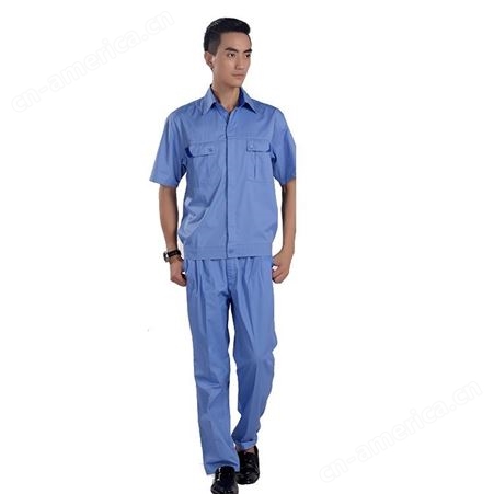 夏季半袖夹克衫工程服 藏蓝色橘红色工作服 一对一加工定制