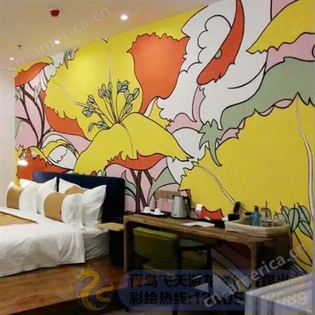 青岛墙绘艺术绘画 艺术墙绘画厂家 纯手工绘画 免费设计