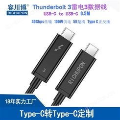 THUNDERBOLT3雷电3 5A超级快充USB3.1GEN2 TYPE-C to C数据线生产