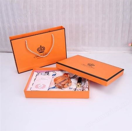 手提袋包装盒 青岛即墨实力厂家 定制精美橙色天地盖服装礼盒 简约衣服礼物包装盒