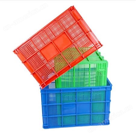水果塑料筐子 箱信我长方形熟料加厚物料胶框 蓝色蔬菜塑料周转筐