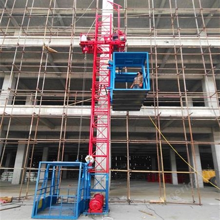 货用建筑施工升降机盖房上料物料提升机 SS1T/1T工地高层双吊笼升降机