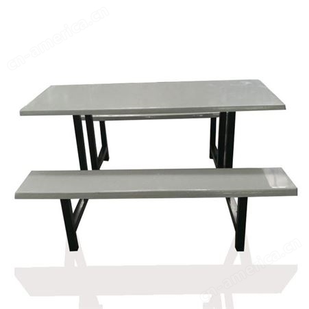 饭堂餐桌椅玻璃钢学生员工食堂连体餐桌 6人位长条凳