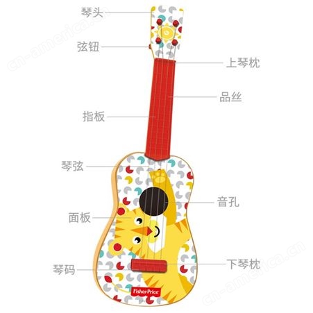 费雪儿童新款仿真吉他乐器玩具 音乐早教初学者乐器尤克里里双伟