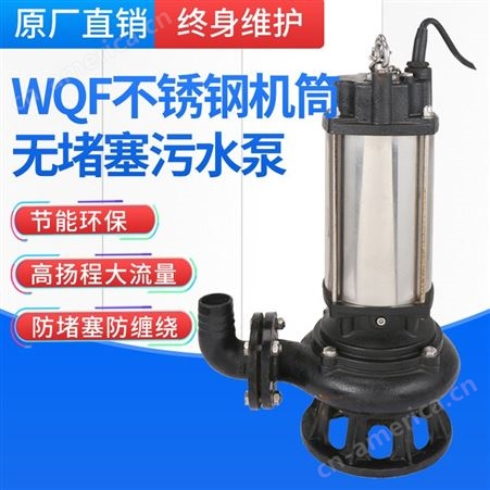 羊城WQF型不锈钢无堵塞污水泵 潜水式排污泵