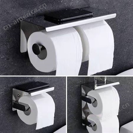 不锈钢双卷纸巾盒带烟灰缸盖厕所洗手间用
