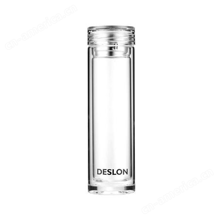 DESLON/德世朗 茗悦玻璃杯DMYB-360 简约安全卫生耐用 双层高硼硅玻璃隔热办公随手杯360mL 耐冷耐热防爆