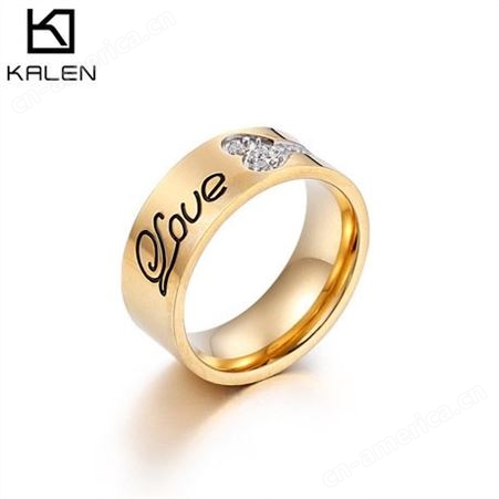 韩版情侣戒指 LOVE镶钻爱心锁及钥匙一生的爱 戒指环情侣饰品