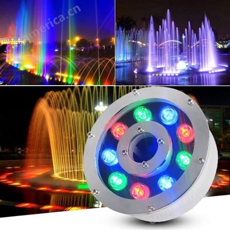 水下亮化照明水底亮化工程 广场喷泉RGB变色水底灯 变色涌泉灯