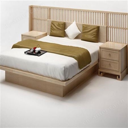 新中式白蜡木实木床 民宿实木床 双人轻奢现代简约四柱床1.8米1.5米 可定做