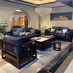 新中式实木沙发组合 冬夏两用小户型轻奢 胡桃木白蜡木客厅家具储物木沙发 可定做