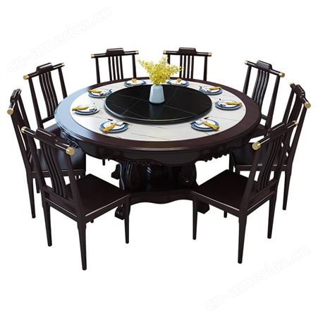 新中式实木餐桌椅组合 现代简约白蜡木 小户型餐厅家具圆桌 可定做