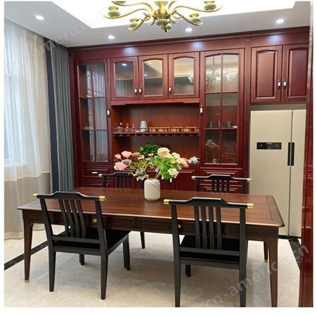 新中式实木餐桌椅组合 家用餐厅家具 现代简约长方形饭桌小户型定制 可定做