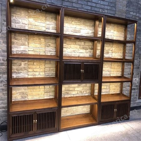 新中式实木白蜡木书架 现代简约书柜 架置物架书房家具茶叶展示架禅意 可定做